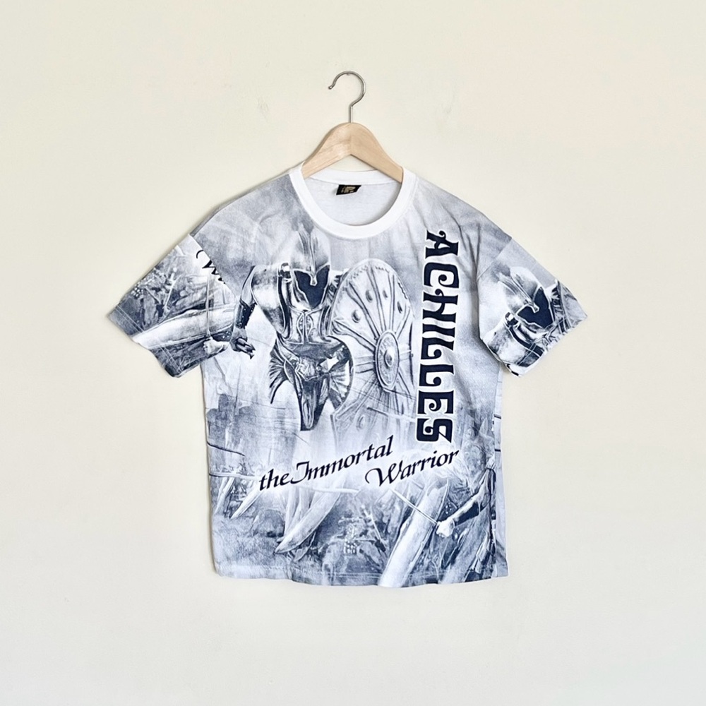 Vintage 90s Greece Achilles The Immortal Warrior All Over Print T Shirt Adult S